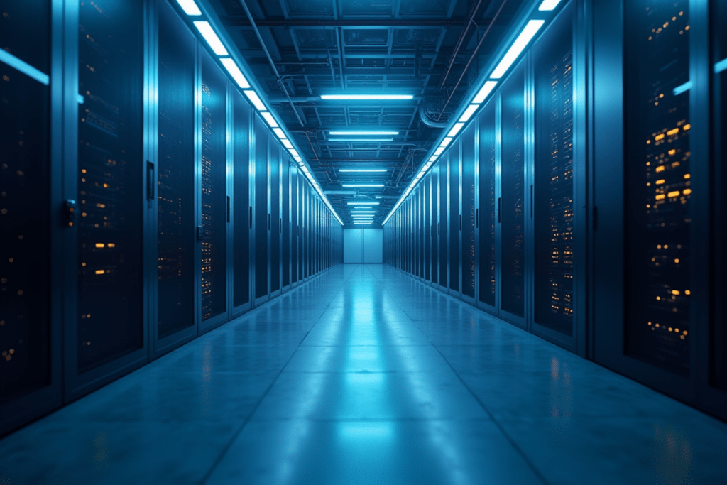 The hallway in a datacenter